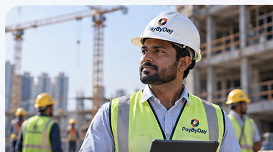 Site supervisor verifying construction quality
